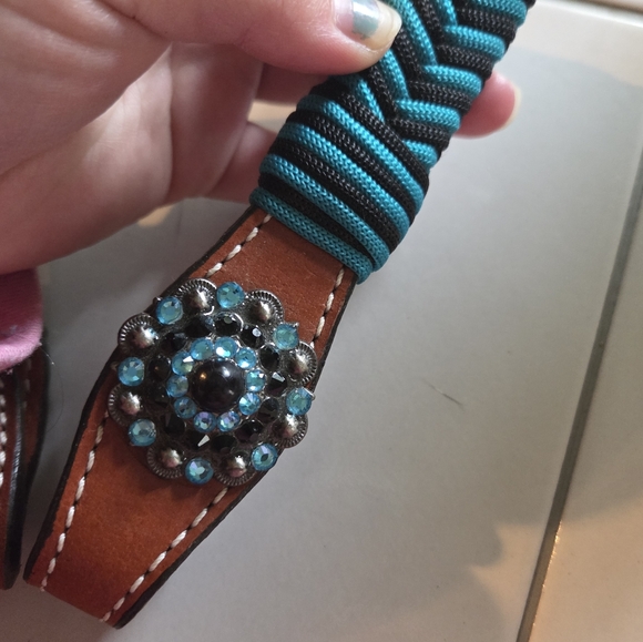 Horse Western Teal And Black Headstall - Picture 2 of 5
